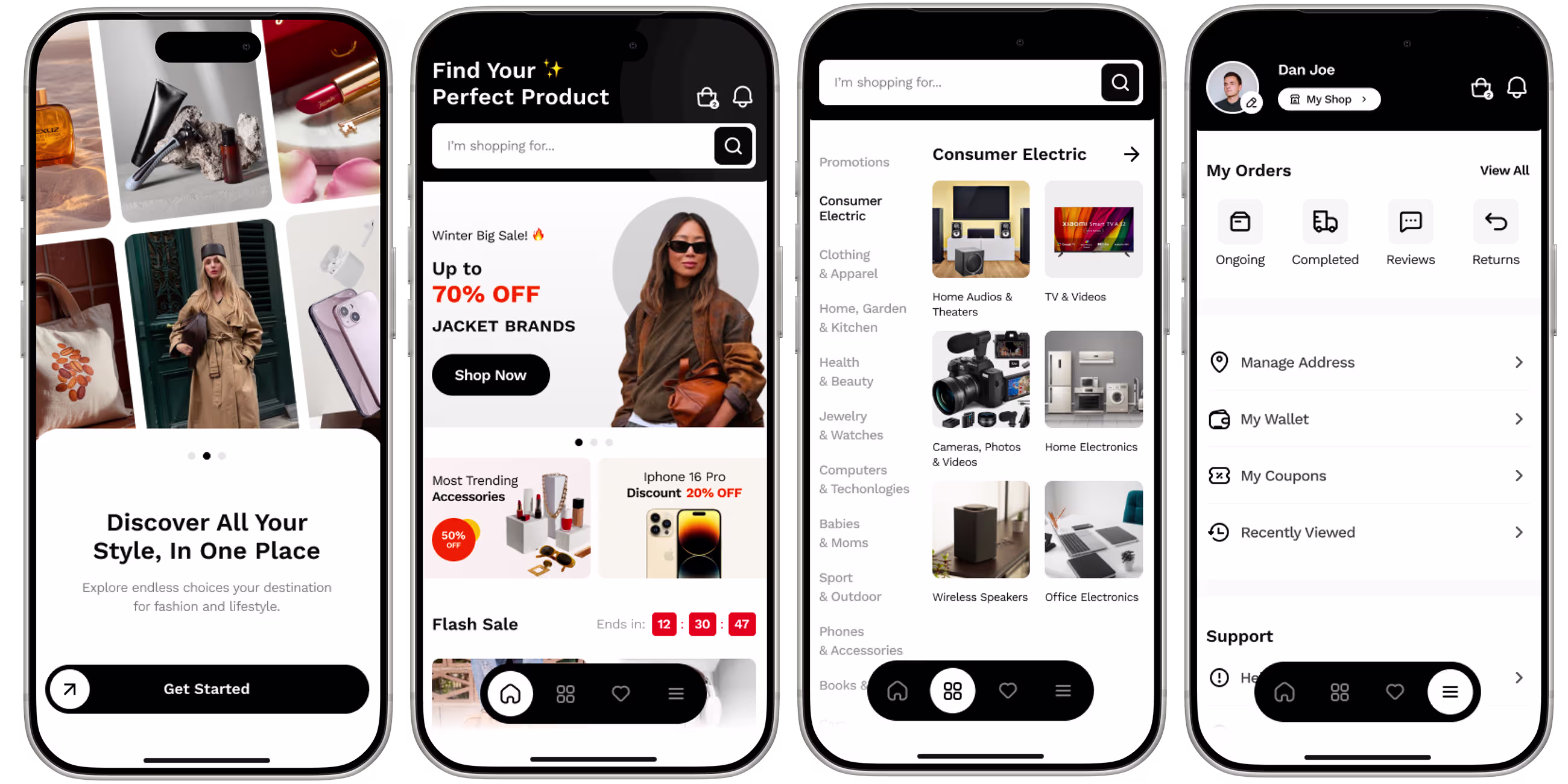 Ekrani aplikacije Shopora: Mobilna aplikacija za e-trgovinu